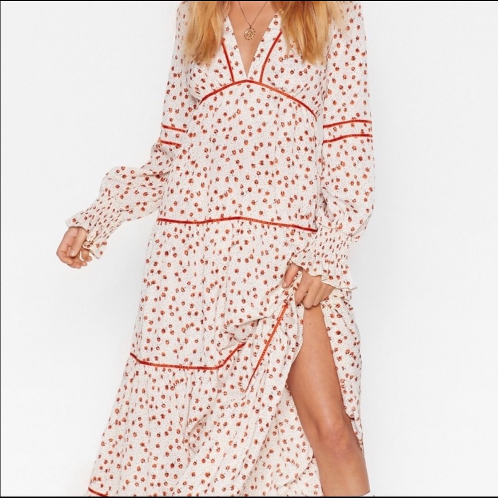 Orange poppy floral maxi dress